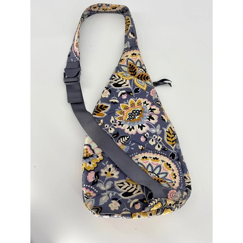 Vera Bradley Quilted Sling Backpack French Paisley Floral‎ Gray Purple Crossbody